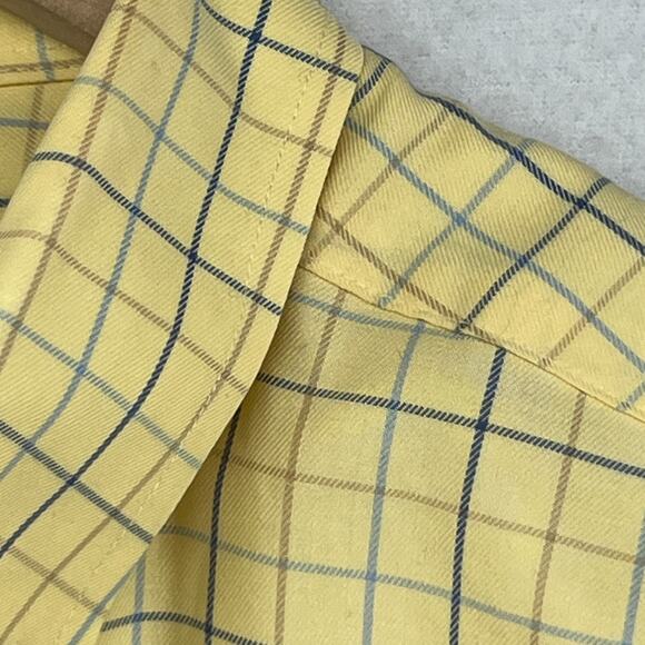 LL BEAN Shirt Mens M Wrinkle Resistant Twill Check Button Down Cotton Yellow - Picture 8 of 15